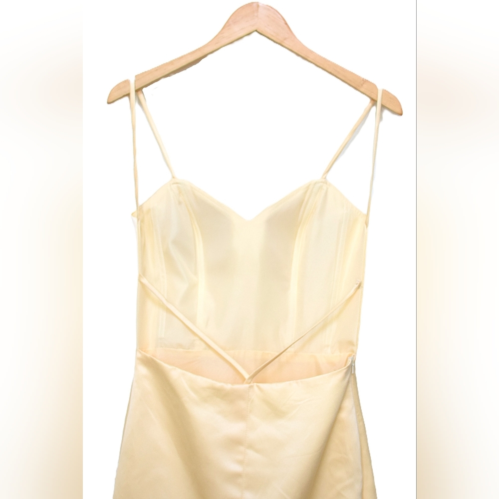 Butter Yellow Mermaid Floor Length Prom Dress Backless Fitted Size S Formal - Picture 8 of 11
